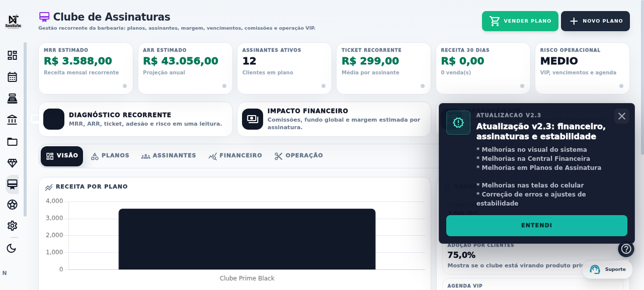 Screenshot real de planos no computador