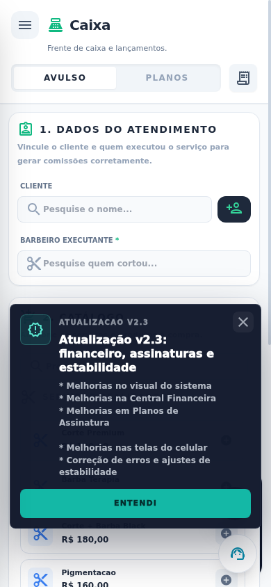 Screenshot real do caixa no celular
